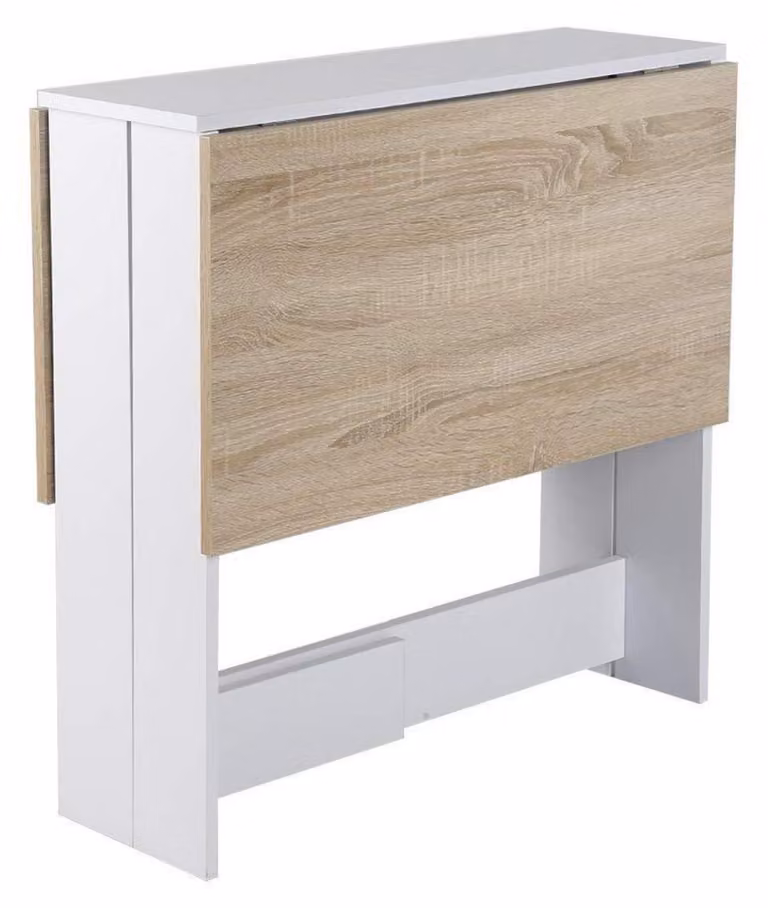 Tavolo allungabile con rotelle, scrivania, tavolino, bianco, noce, 103 x 76 x 73,4 cm