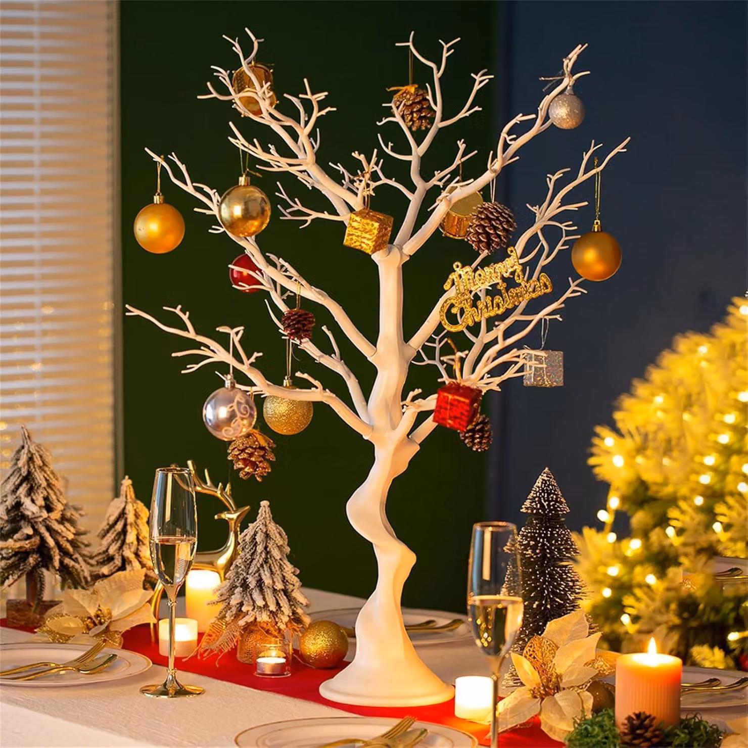 Deko Baum: Albero di Pasqua, 75 cm, bianco. Albero artificiale a forma di ramo, ideale per la decorazione della tavola