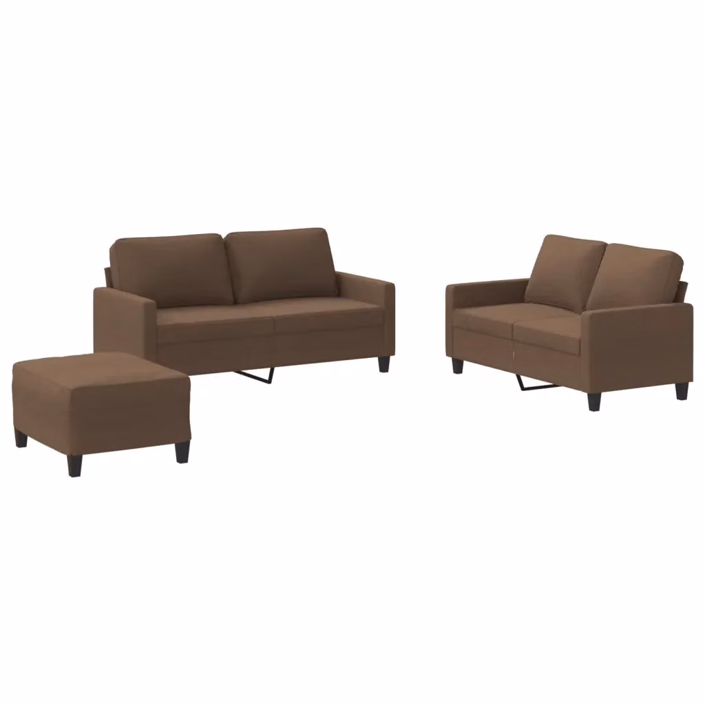 Set di divani 3 pezzi vidaXL in tessuto marrone con cuscini per soggiorno in stile moderno – 2