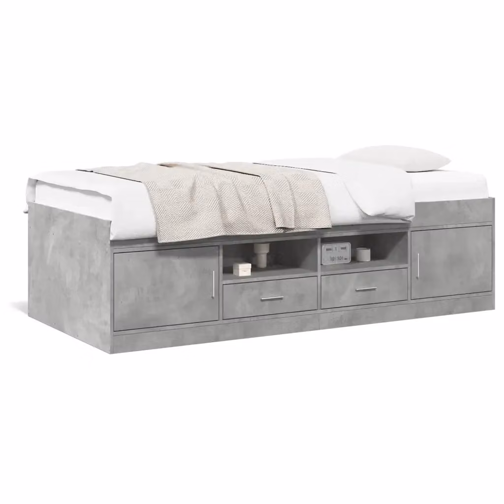 vidaXL Divano Letto Moderno con Cassetti in Tessuto Grigio L/P/H: 203 x 102 x 52 cm (senza materasso) – 2