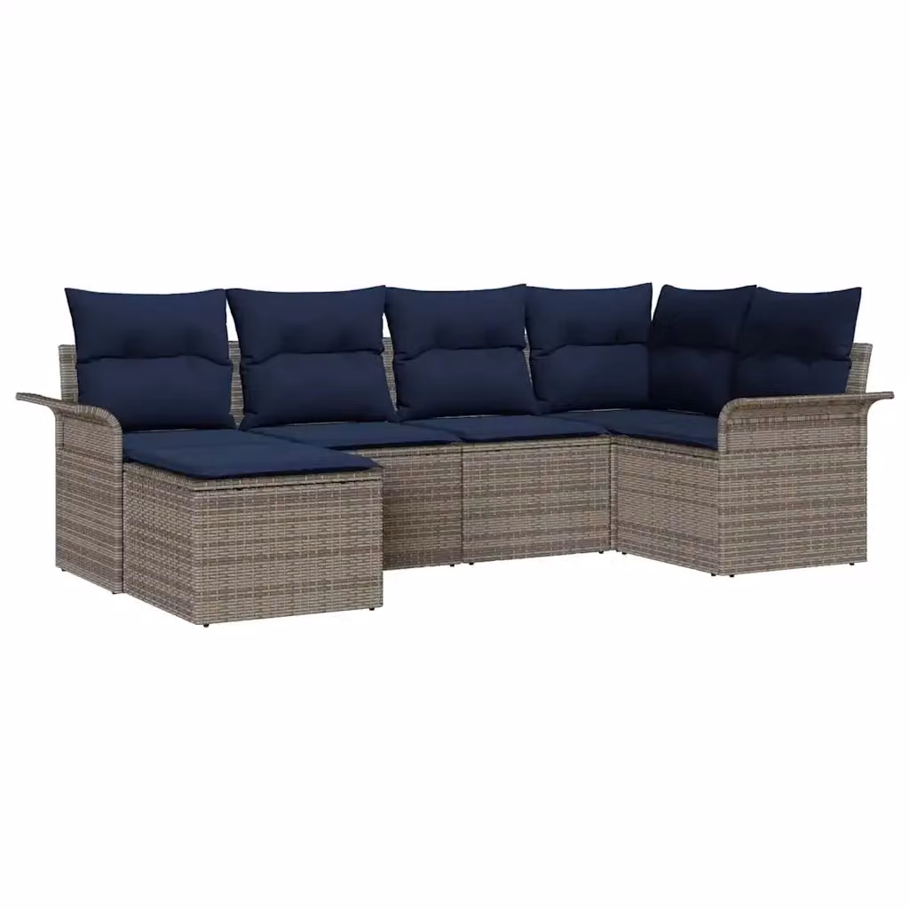 Set Divano da Giardino a L con 6 Pezzi vidaXL Grigio con Cuscini e Struttura in Metallo Resistente alle Intemperie – 2