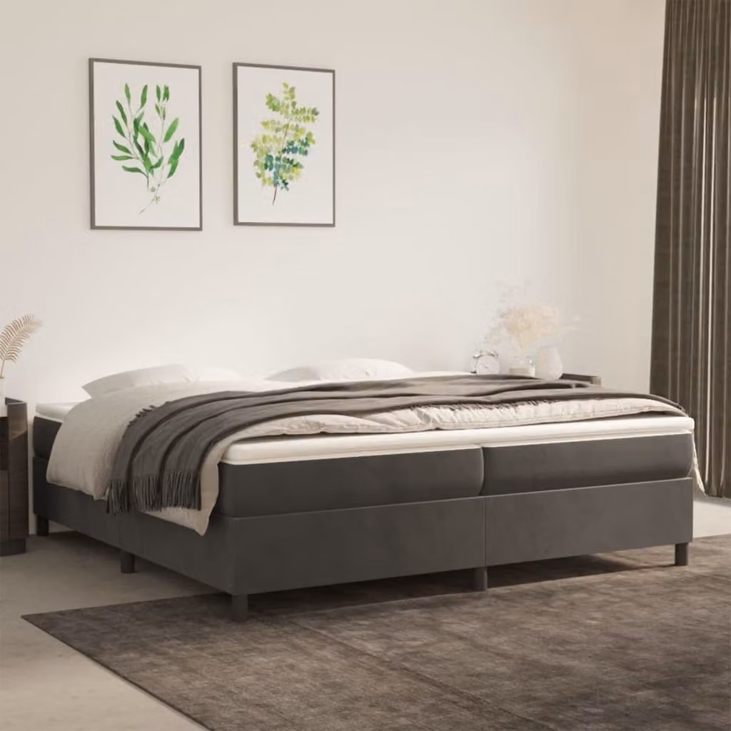 Maison Exclusive - Struttura Letto a Rete a Molle Grigio Scuro 200x200 cm Velluto