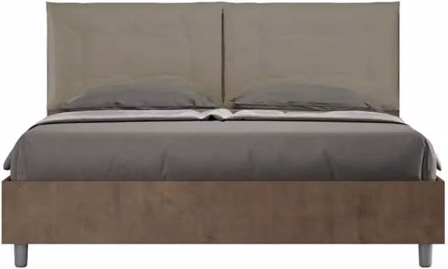 Letto matrimoniale senza rete 160x190 noce cuscini similpelle cappuccino Egos Annalisa