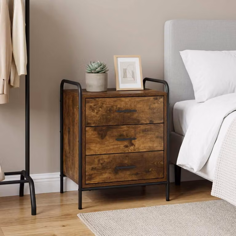 Armadio da Notte Moderno vidaXL in Rovere Fumo, L/P/H: 48 x 36,5 x 60 cm