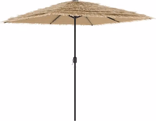 Ombrello da giardino con LED e palo in acciaio marrone e beige, L/P/H: 248 x 248 x 248 cm