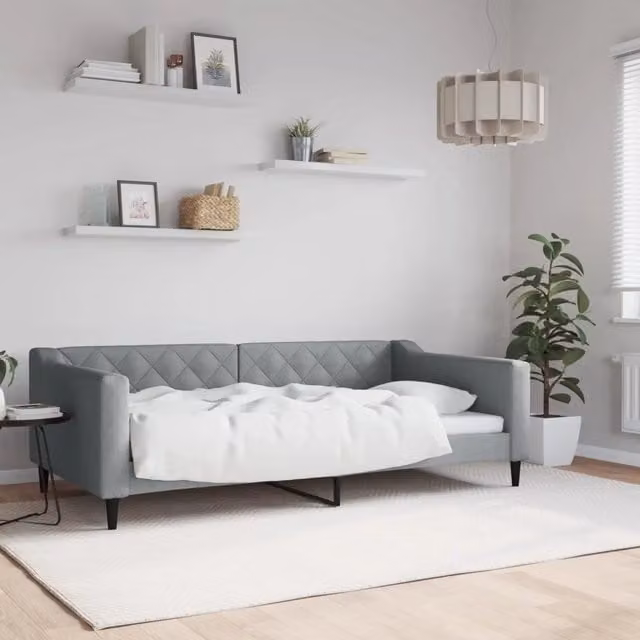 Letto da Giorno Moderno vidaXL in Tessuto Grigio con Struttura Imbottita