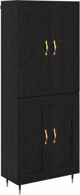Credenza moderna Design In in rovere e nero con ante a battente per sala da pranzo L: 69,5 cm, P: 34 cm, H: 180 cm