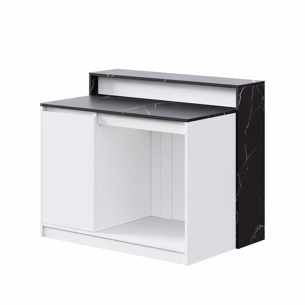 Isola cucina multifunzionale WISHDOR con bancone e area relax per animali, bianco e nero, L/P/H: 120 x 80 x 100 cm – 2