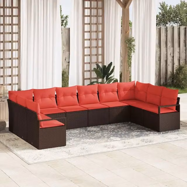 Set di divani 10 pz Marrone polyrattan 3346564