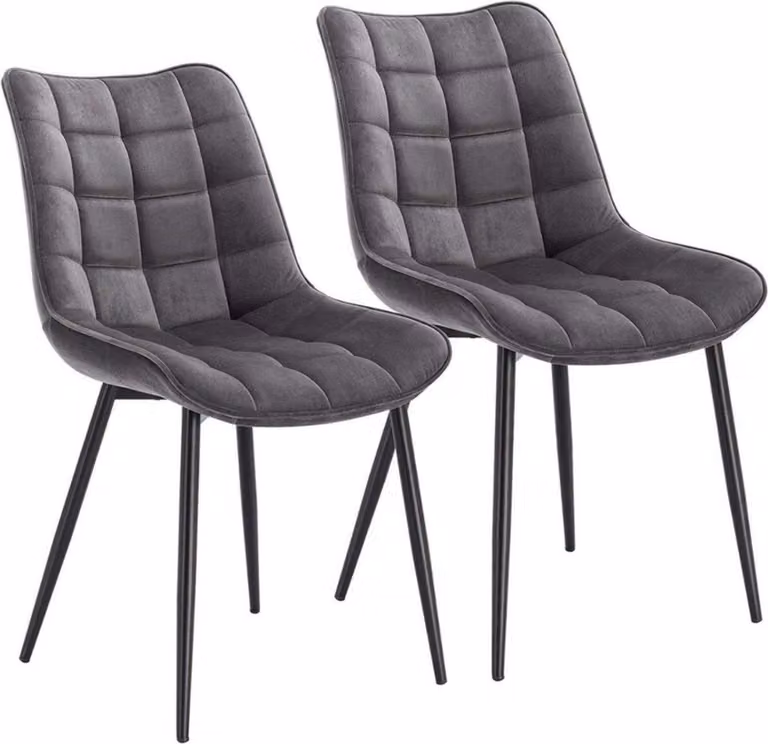 Happyment Luxe sedie per sala da pranzo - velluto grigio - sedia Kuip - sedia per soggiorno e cucina - set di 2
