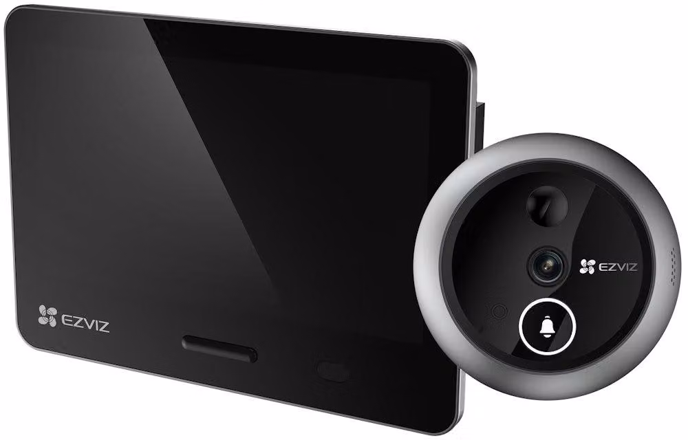EZVIZ, telecamera di sicurezza intelligente EP4, Wi-Fi, 4K UHD (8 Mpx), display touch screen da 5,5", grado di protezione IP54, colore argento