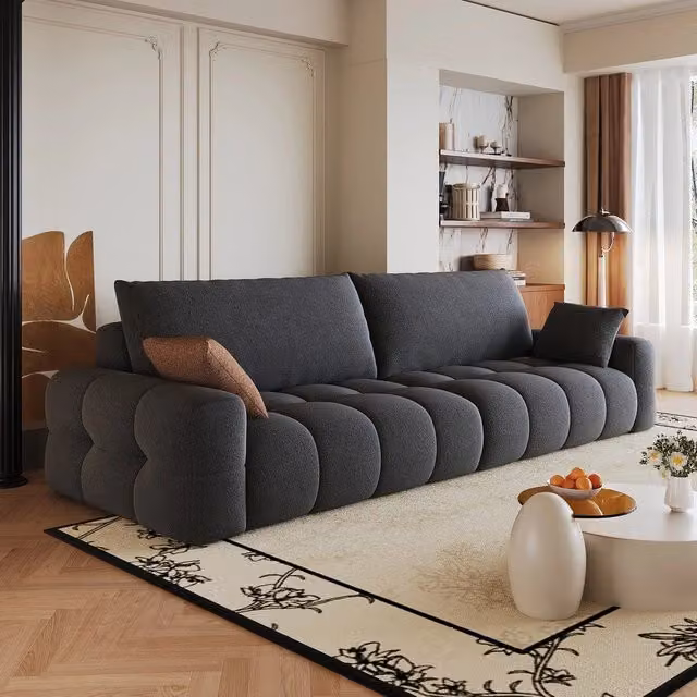 Divano Modulare ¨C Minimal ¨C grigio tessuto imbottito 260cm
