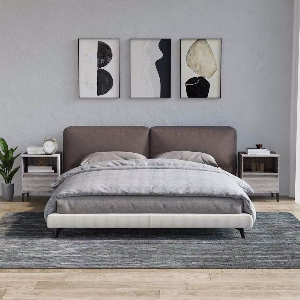 Set di 2 comodini vidaXL in stile industriale, colore grigio Sonoma, L 40 cm x P 35 cm x H 50 cm