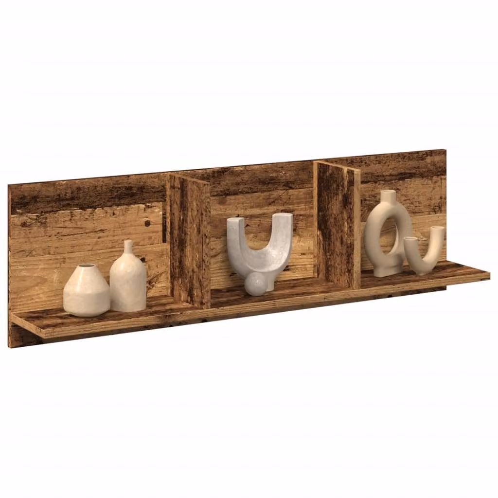 Mobile a parete vidaXL in legno antico marrone con pannello posteriore L 100 cm x P 30 cm x H 16,5 cm