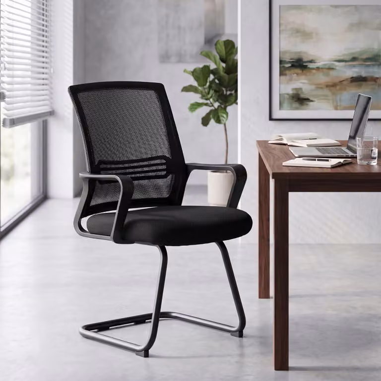 Set di 2 sedie ergonomiche imbottite HOMCOM con struttura a slitta in metallo, nero