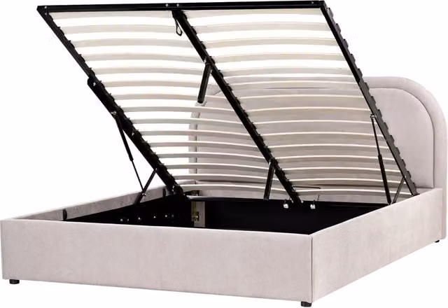 Letto matrimoniale EU tortora Tessuto di ciniglia 140 x 200 cm Struttura imbottita con contenitore