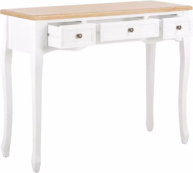 Tavolo Consolle da Trucco con 3 Cassetti vidaXL in Legno e MDF Bianco