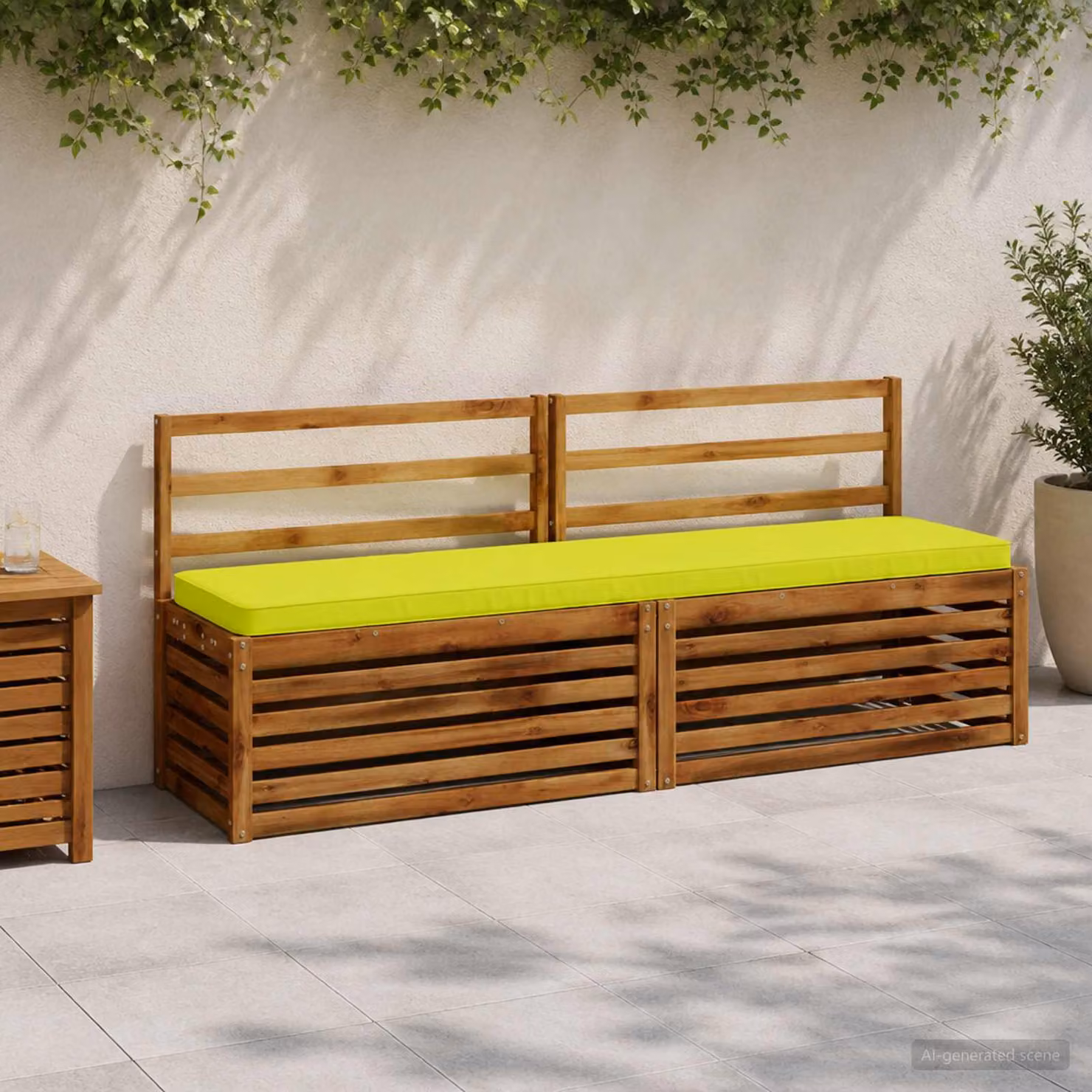 Set di 2 cuscini per panchina vidaXL VUGHT in poliestere con rivestimento rimovibile e resistente ai raggi UV, disponibili in verde o giallo