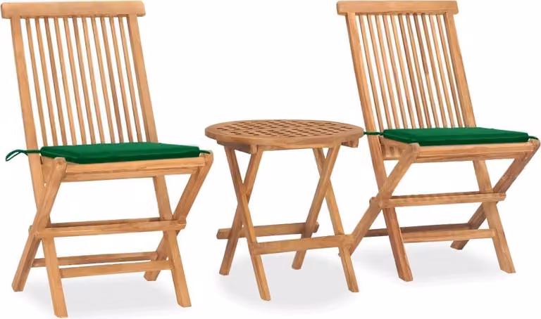Maison Exclusive - Set da pranzo da giardino 3 pezzi con cuscini Pieghevole Legno massello di teak