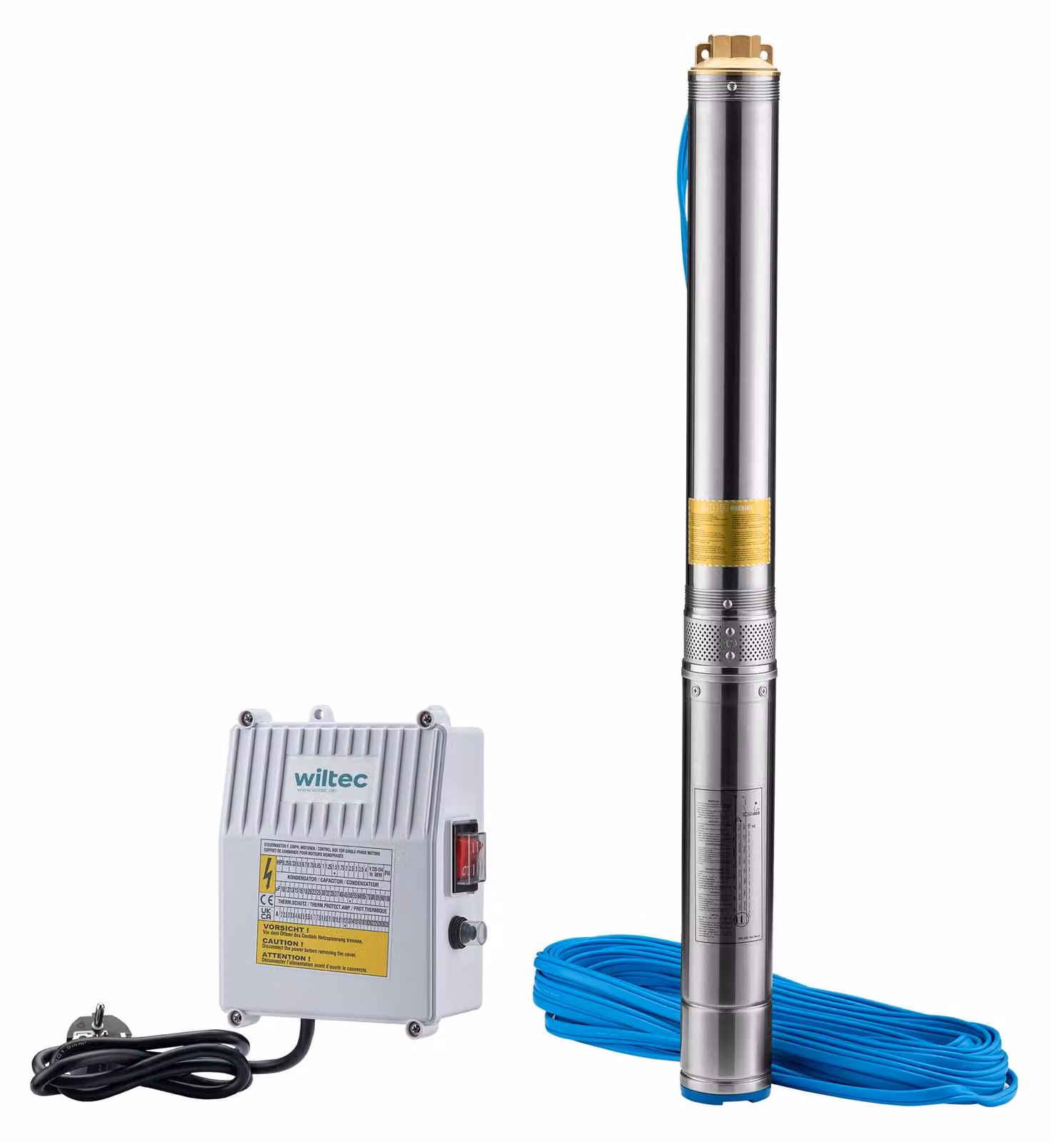 Pompa per pozzi profondi, 1100 W, 6000 l/h, profondità massima di immersione: 20 metri, altezza di mandata massima: 103 metri