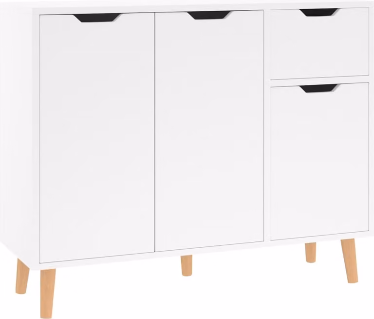 Credenza bianca lucida 90x30x72 cm in materiale ligneo