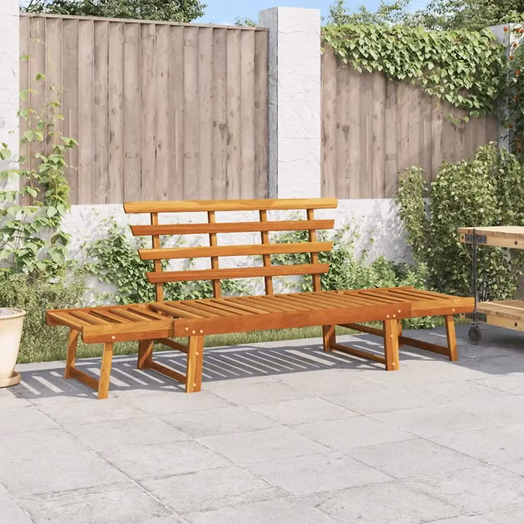 Panchina da Giardino 2-in-1 in Legno Massello di Acacia Marrone, Lunghezza: 190 cm – 2