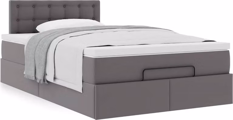 Struttura Letto Pouf con Materasso Grigio 120x200 cm Pelle finta