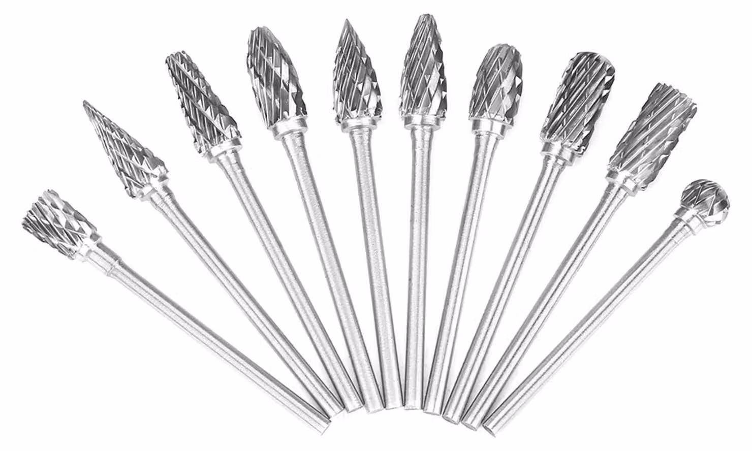 Set di frese rotanti, 10 pezzi, attacco da 2,35 mm, carburo di tungsteno