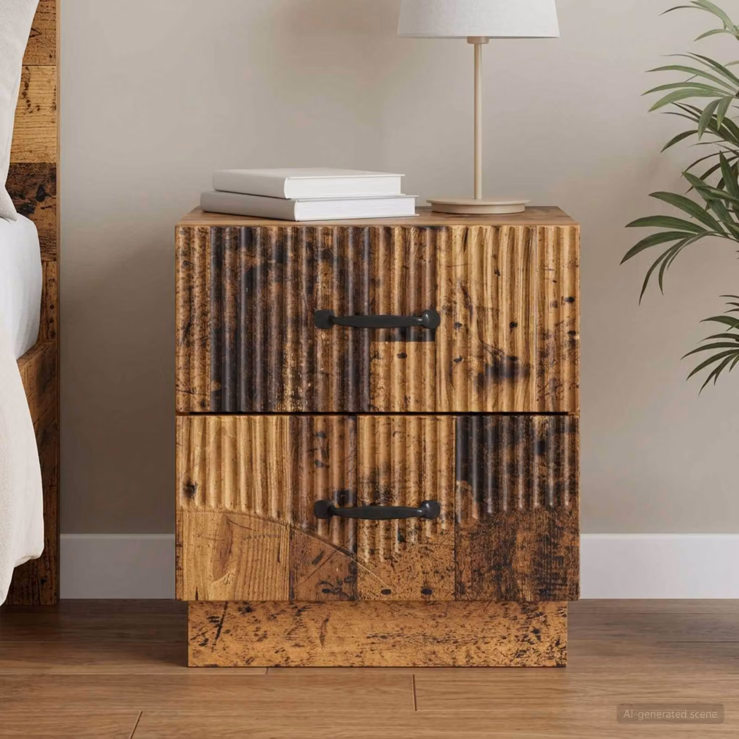 vidaXL Armadio da Notte con Cassetto in Legno Antico Marrone L: 43 cm, P: 34,5 cm, H: 44,5 cm