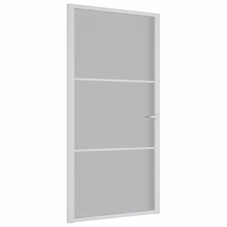 Porta Interna 102,5x201,5 cm Bianco Opaco in Vetro e Alluminio