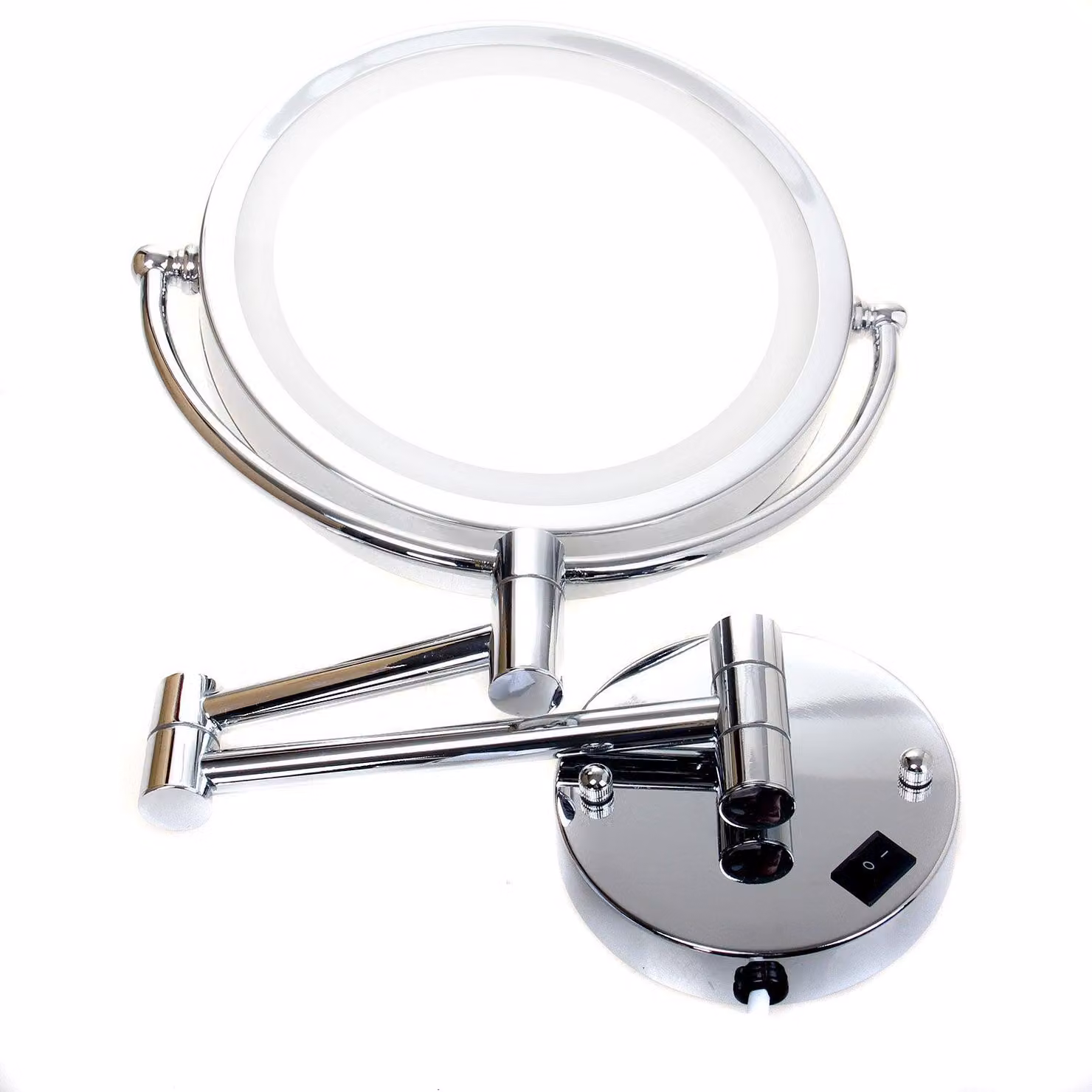 Specchio a LED da parete, 20 cm, ingrandimento 7x, montaggio a parete, colore argento