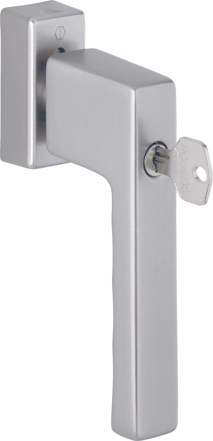 Maniglia HOPPE per finestra con cilindro di chiusura TOULON, VK 32-42 mm, alluminio anodizzato argento