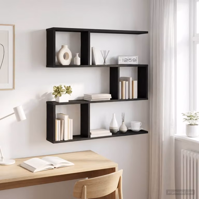 Scaffale da parete moderno vidaXL in MDF Nero L: 80 cm, P: 12 cm, H: 79,5 cm