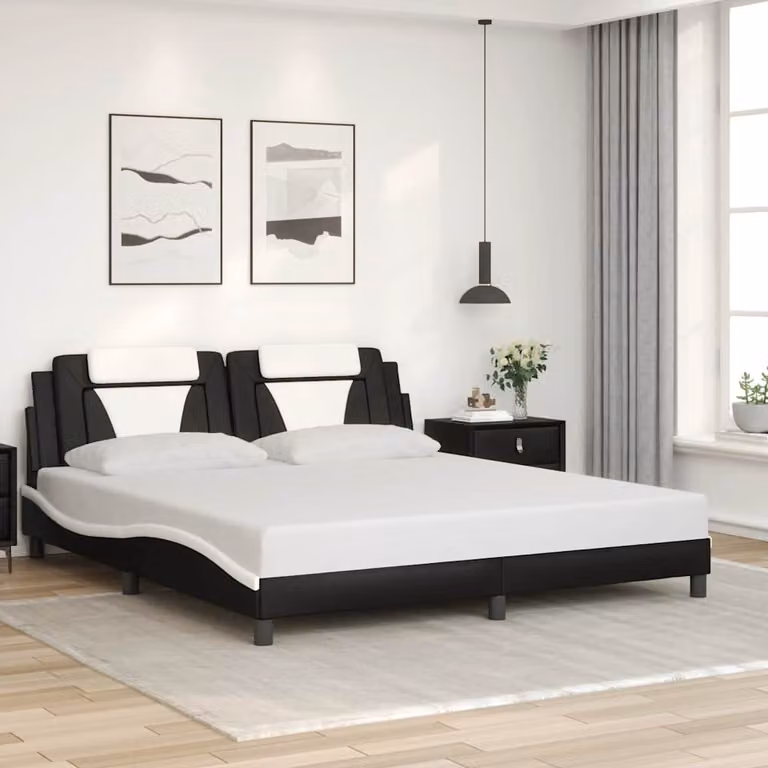 Giroletto Viana vidaXL in similpelle nero e bianco senza materasso L/P: 180 x 200 cm