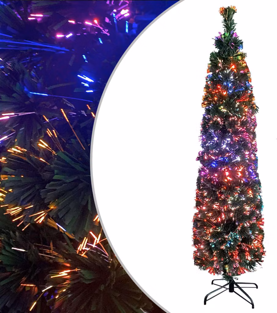 The Living Store Albero di Natale artificiale slim con supporto 180 cm in fibra di vetro