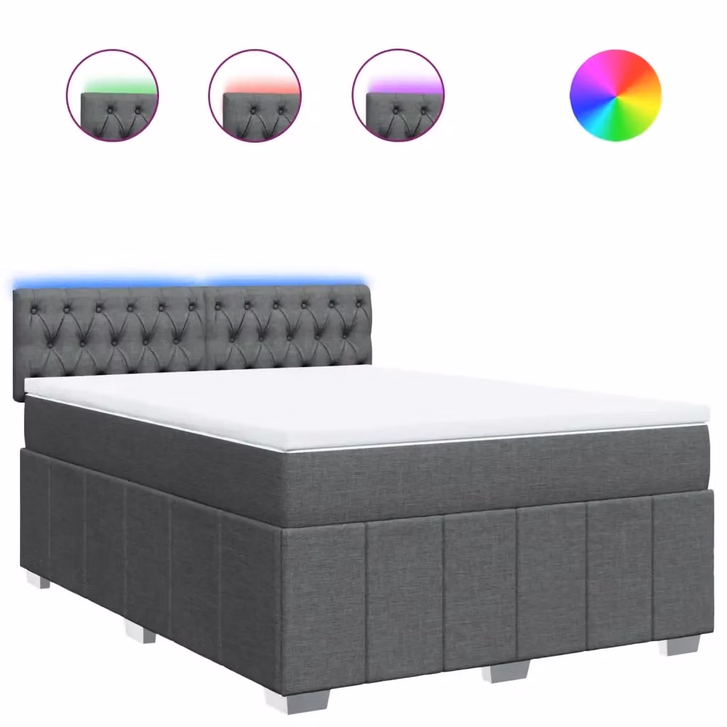 Letto Ibrido con Giroletto a Molle e Materasso vidaXL, Grigio e Bianco, L/P: 160 x 200 cm – 2