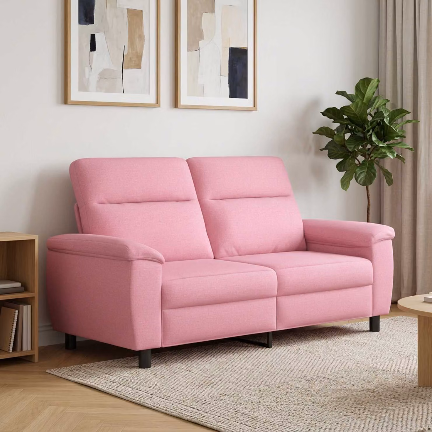 Divano moderno vidaXL in tessuto rosa con struttura in metallo L: 178 cm, P: 90 cm, H: 95 cm