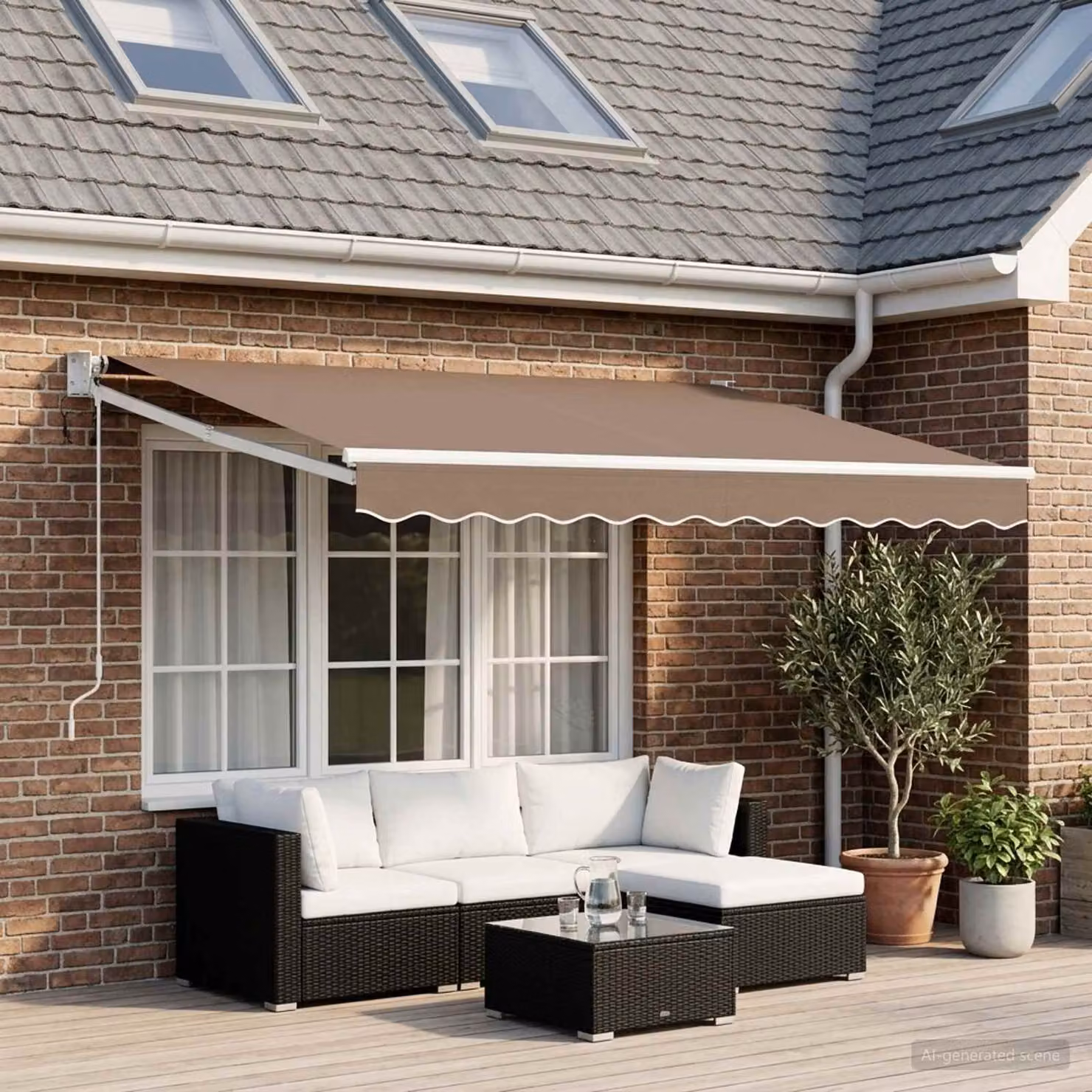 Tettuccio elettrico retrattile vidaXL in alluminio e poliestere color beige o marrone