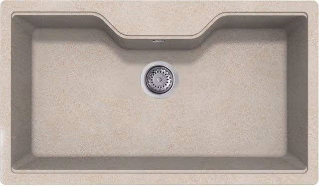 Lavello Elleci a incasso 1 vasca in quarzo Fox 360 Granitek colore avena L 86 x P 50 cm – 1