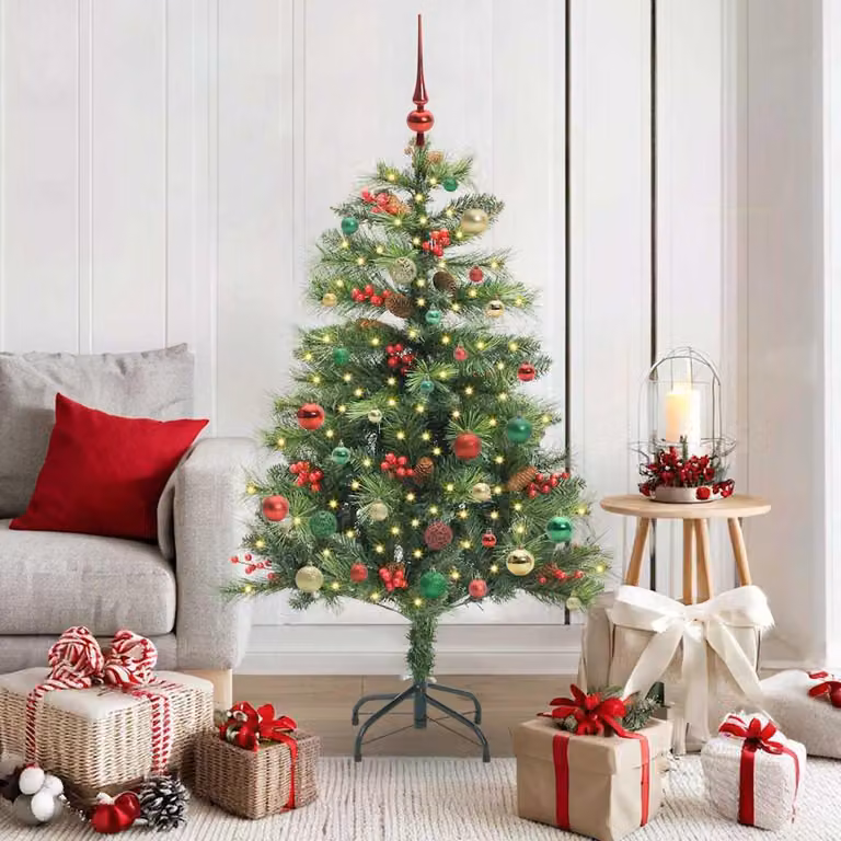 Maison Exclusive - Albero di Natale artificiale con 150 luci a LED, luce bianca calda, realizzato in PVC e metallo