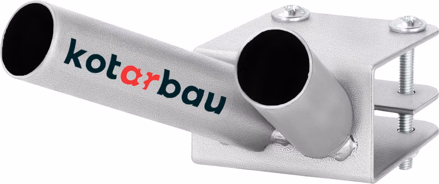 KOTARBAU® Portabandiera a 2 pieghe per asta a bandiera doppia Montaggio su balaustra 170 mm Grigio verniciato a polvere Portabandiera Bandiera a bandiera Asta a bandiera verniciata a polvere