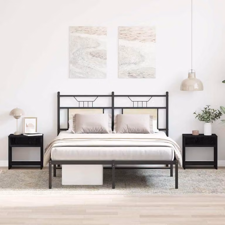 Set di 2 comodini vidaXL in legno multistrato e MDF, colore nero, L 40 x P 30 x H 40 cm