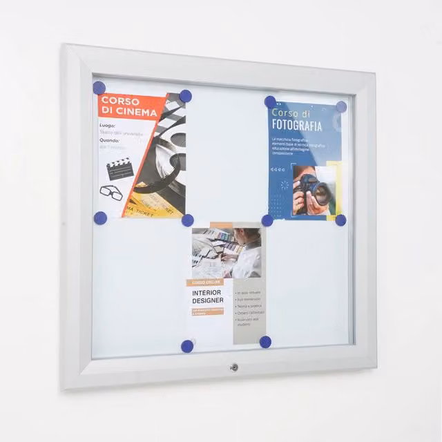 Bacheca da esterno con apertura a ribalta GIORDANOSHOP in alluminio grigio, L: 80,5 cm, H: 76 cm, P: 4,7 cm