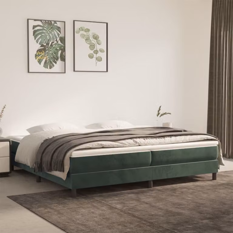 Maison Exclusive - Giroletto a Molle con Materasso Verde Scuro 200x200 cm Velluto