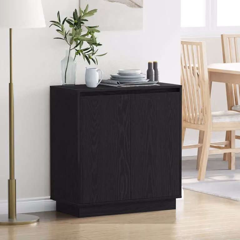 Madia moderna vidaXL con illuminazione LED in rovere nero e MDF, L 71 x P 34,5 x H 75 cm