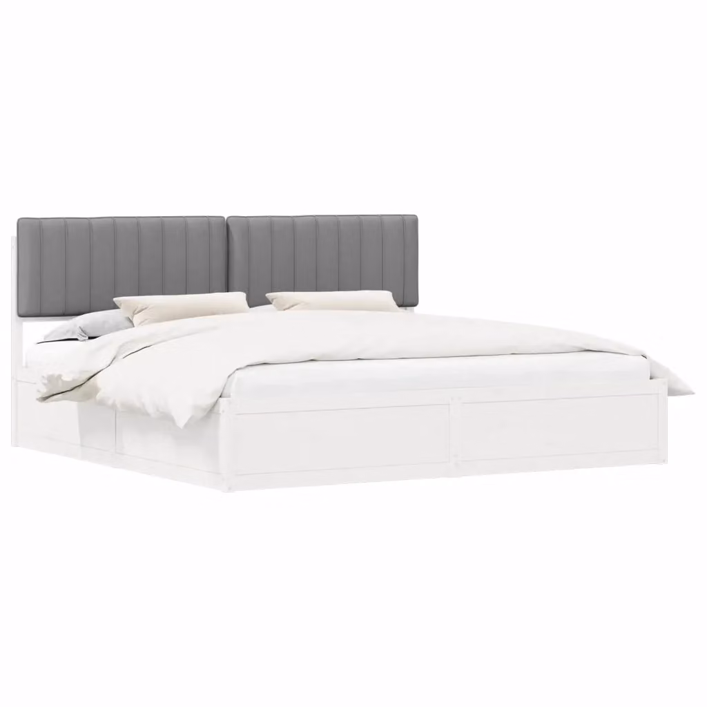Letto con testiera rivestita vidaXL in legno di pino e tessuto grigio 200 x 200 cm – 2