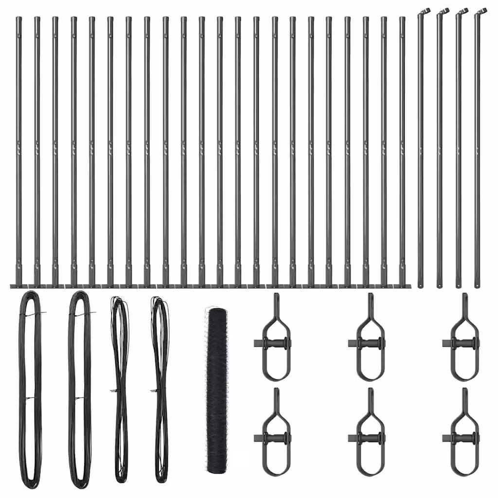 vidaXL Recinzione esagonale in acciaio rivestita in PVC con base in cemento, Grigio, L: 50 cm, H: 120 cm – 2