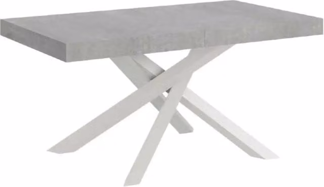 Tavolo allungabile Itamoby Volantis Premium colore cemento con gambe bianche L/P: 160-264 x 90 cm