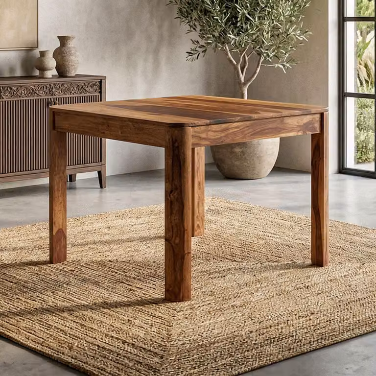 FineBuy Tavolo da pranzo in legno massello Sheesham 80x80 cm marrone scuro Tavolo da pranzo quadrato Tavolo da cucina per 4 persone Tavolo in legno Tavolo da pranzo fatto a mano