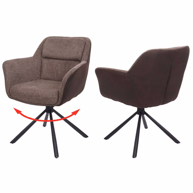 set di 2 sedie per sala da pranzo HWC-K33, sedia da cucina Sedia, posizione girevole automatica, tessuto MVG ~ Pelle finta, marrone-marrone scuro